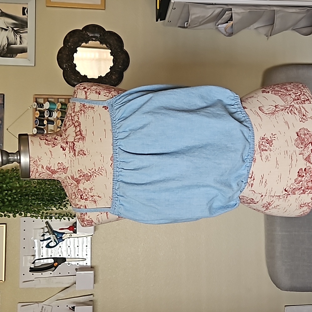 Madewell Chambray Bubble Crop Tank Top